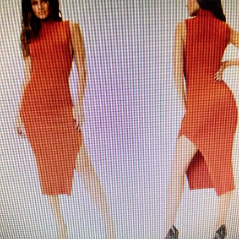 Good American rust, high neck, sleeveless dress